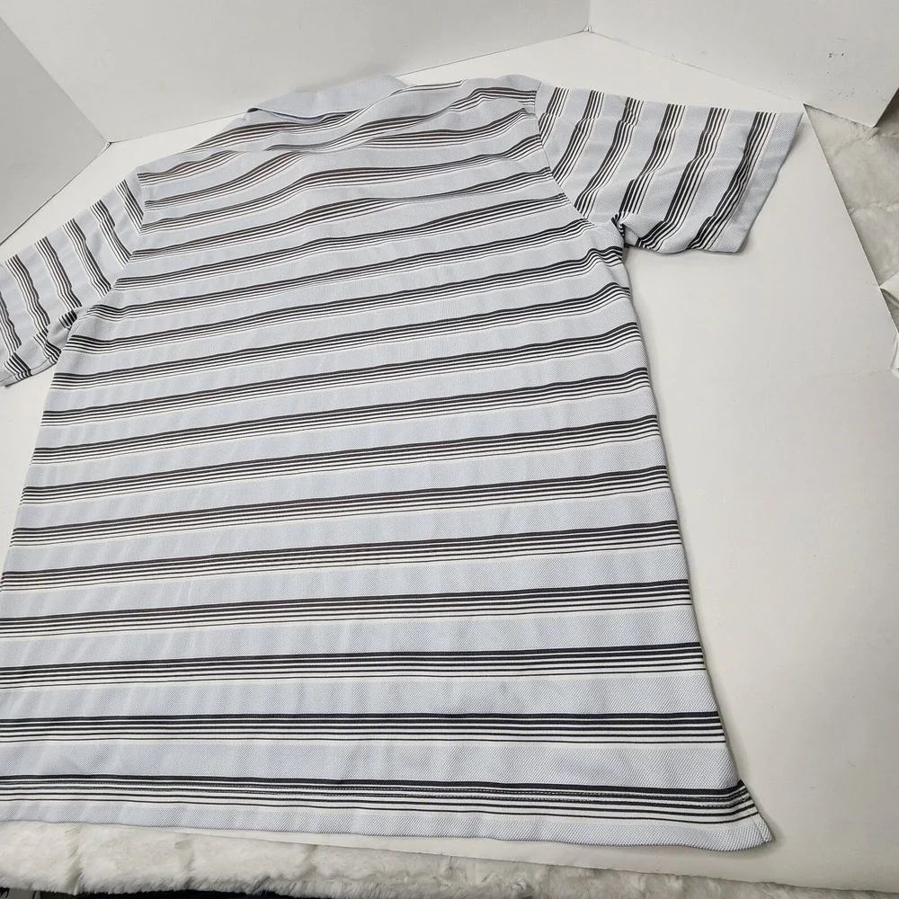 Nike Dri-FiT Standard Golf Polo Shirt Men's Large Striped light Blue Gray